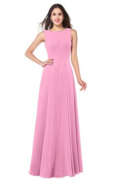 ColsBM Hazel Pink Modern A-line Sleeveless Zip up Floor Length Pleated Plus Size Bridesmaid Dresses