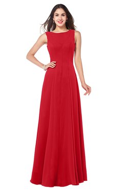ColsBM Hazel Red Modern A-line Sleeveless Zip up Floor Length Pleated Plus Size Bridesmaid Dresses