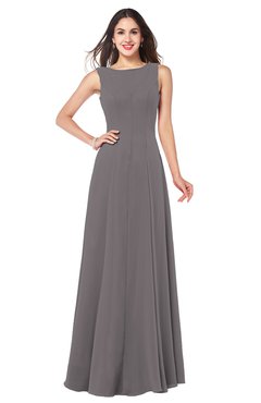 ColsBM Hazel Ridge Grey Modern A-line Sleeveless Zip up Floor Length Pleated Plus Size Bridesmaid Dresses