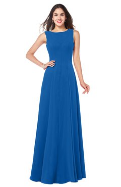 ColsBM Hazel Royal Blue Modern A-line Sleeveless Zip up Floor Length Pleated Plus Size Bridesmaid Dresses