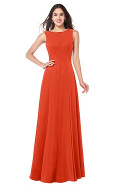 ColsBM Hazel Tangerine Tango Modern A-line Sleeveless Zip up Floor Length Pleated Plus Size Bridesmaid Dresses