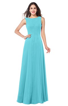 ColsBM Hazel Turquoise Modern A-line Sleeveless Zip up Floor Length Pleated Plus Size Bridesmaid Dresses