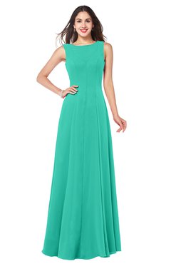 ColsBM Hazel Viridian Green Modern A-line Sleeveless Zip up Floor Length Pleated Plus Size Bridesmaid Dresses