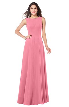 ColsBM Hazel Watermelon Modern A-line Sleeveless Zip up Floor Length Pleated Plus Size Bridesmaid Dresses