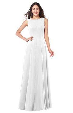 ColsBM Hazel White Modern A-line Sleeveless Zip up Floor Length Pleated Plus Size Bridesmaid Dresses