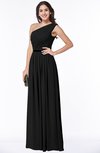 ColsBM Tiana Black Traditional A-line One Shoulder Chiffon Floor Length Plus Size Bridesmaid Dresses