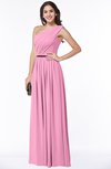 ColsBM Tiana Pink Traditional A-line One Shoulder Chiffon Floor Length Plus Size Bridesmaid Dresses