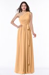 ColsBM Fiona Apricot Classic A-line Asymmetric Neckline Chiffon Floor Length Sash Plus Size Bridesmaid Dresses