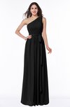 ColsBM Fiona Black Classic A-line Asymmetric Neckline Chiffon Floor Length Sash Plus Size Bridesmaid Dresses