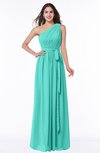 ColsBM Fiona Blue Turquoise Classic A-line Asymmetric Neckline Chiffon Floor Length Sash Plus Size Bridesmaid Dresses