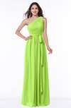 ColsBM Fiona Bright Green Classic A-line Asymmetric Neckline Chiffon Floor Length Sash Plus Size Bridesmaid Dresses