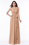 ColsBM Fiona Burnt Orange Classic A-line Asymmetric Neckline Chiffon Floor Length Sash Plus Size Bridesmaid Dresses