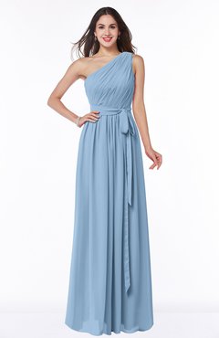 ColsBM Fiona Dusty Blue Classic A-line Asymmetric Neckline Chiffon Floor Length Sash Plus Size Bridesmaid Dresses