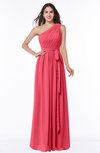 ColsBM Fiona Guava Classic A-line Asymmetric Neckline Chiffon Floor Length Sash Plus Size Bridesmaid Dresses