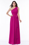 ColsBM Fiona Hot Pink Classic A-line Asymmetric Neckline Chiffon Floor Length Sash Plus Size Bridesmaid Dresses