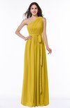 ColsBM Fiona Lemon Curry Classic A-line Asymmetric Neckline Chiffon Floor Length Sash Plus Size Bridesmaid Dresses