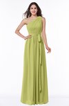 ColsBM Fiona Linden Green Classic A-line Asymmetric Neckline Chiffon Floor Length Sash Plus Size Bridesmaid Dresses