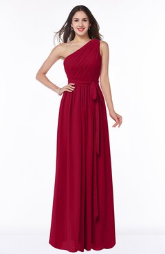 ColsBM Fiona Maroon Classic A-line Asymmetric Neckline Chiffon Floor Length Sash Plus Size Bridesmaid Dresses