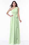 ColsBM Fiona Pale Green Classic A-line Asymmetric Neckline Chiffon Floor Length Sash Plus Size Bridesmaid Dresses