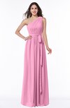 ColsBM Fiona Pink Classic A-line Asymmetric Neckline Chiffon Floor Length Sash Plus Size Bridesmaid Dresses