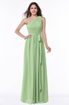 ColsBM Fiona Sage Green Classic A-line Asymmetric Neckline Chiffon Floor Length Sash Plus Size Bridesmaid Dresses