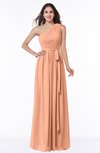 ColsBM Fiona Salmon Classic A-line Asymmetric Neckline Chiffon Floor Length Sash Plus Size Bridesmaid Dresses