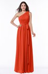 ColsBM Fiona Tangerine Tango Classic A-line Asymmetric Neckline Chiffon Floor Length Sash Plus Size Bridesmaid Dresses