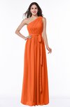ColsBM Fiona Tangerine Classic A-line Asymmetric Neckline Chiffon Floor Length Sash Plus Size Bridesmaid Dresses