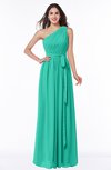 ColsBM Fiona Viridian Green Classic A-line Asymmetric Neckline Chiffon Floor Length Sash Plus Size Bridesmaid Dresses