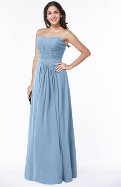 ColsBM Leslie Dusty Blue Classic Strapless Sleeveless Zipper Floor Length Ribbon Plus Size Bridesmaid Dresses