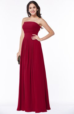 ColsBM Virginia Dark Red Simple Sweetheart Sleeveless Chiffon Floor Length Ruching Plus Size Bridesmaid Dresses