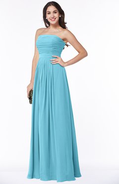 ColsBM Virginia Light Blue Simple Sweetheart Sleeveless Chiffon Floor Length Ruching Plus Size Bridesmaid Dresses