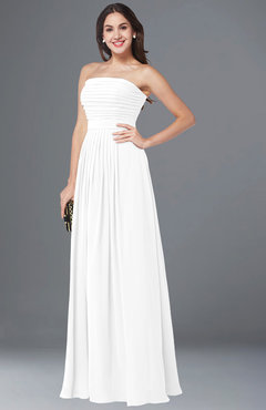 ColsBM Virginia White Simple Sweetheart Sleeveless Chiffon Floor Length Ruching Plus Size Bridesmaid Dresses