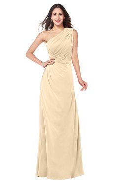 ColsBM Samantha Apricot Gelato Vintage A-line Asymmetric Neckline Sleeveless Half Backless Draped Plus Size Bridesmaid Dresses