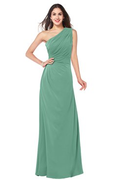 ColsBM Samantha Beryl Green Vintage A-line Asymmetric Neckline Sleeveless Half Backless Draped Plus Size Bridesmaid Dresses
