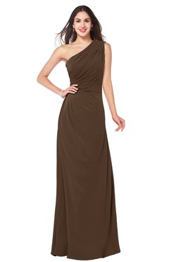 ColsBM Samantha Chocolate Brown Vintage A-line Asymmetric Neckline Sleeveless Half Backless Draped Plus Size Bridesmaid Dresses