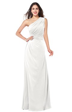 ColsBM Samantha Cloud White Vintage A-line Asymmetric Neckline Sleeveless Half Backless Draped Plus Size Bridesmaid Dresses