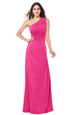 ColsBM Samantha Fandango Pink Vintage A-line Asymmetric Neckline Sleeveless Half Backless Draped Plus Size Bridesmaid Dresses