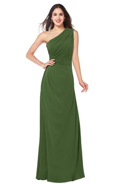 ColsBM Samantha Garden Green Vintage A-line Asymmetric Neckline Sleeveless Half Backless Draped Plus Size Bridesmaid Dresses