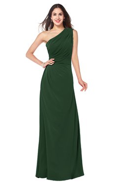 ColsBM Samantha Hunter Green Vintage A-line Asymmetric Neckline Sleeveless Half Backless Draped Plus Size Bridesmaid Dresses