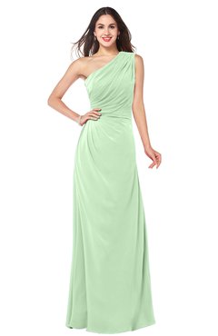 ColsBM Samantha Light Green Vintage A-line Asymmetric Neckline Sleeveless Half Backless Draped Plus Size Bridesmaid Dresses