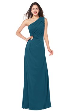 ColsBM Samantha Moroccan Blue Vintage A-line Asymmetric Neckline Sleeveless Half Backless Draped Plus Size Bridesmaid Dresses