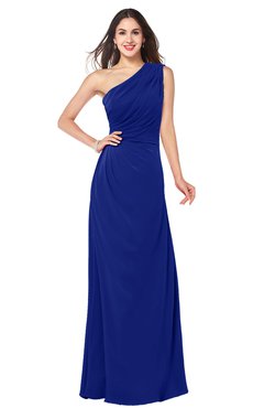 ColsBM Samantha Nautical Blue Vintage A-line Asymmetric Neckline Sleeveless Half Backless Draped Plus Size Bridesmaid Dresses