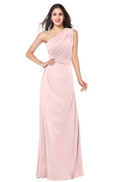 ColsBM Samantha Pastel Pink Vintage A-line Asymmetric Neckline Sleeveless Half Backless Draped Plus Size Bridesmaid Dresses