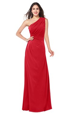 ColsBM Samantha Red Vintage A-line Asymmetric Neckline Sleeveless Half Backless Draped Plus Size Bridesmaid Dresses