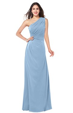 ColsBM Samantha Sky Blue Vintage A-line Asymmetric Neckline Sleeveless Half Backless Draped Plus Size Bridesmaid Dresses