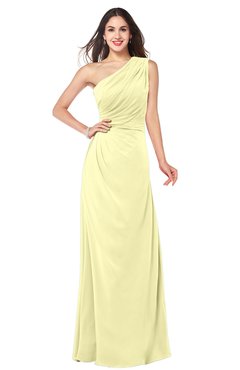 ColsBM Samantha Wax Yellow Vintage A-line Asymmetric Neckline Sleeveless Half Backless Draped Plus Size Bridesmaid Dresses