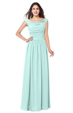 ColsBM Tatiana Blue Glass Antique A-line V-neck Sleeveless Pleated Plus Size Bridesmaid Dresses