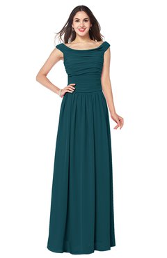 ColsBM Tatiana Blue Green Antique A-line V-neck Sleeveless Pleated Plus Size Bridesmaid Dresses