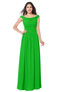 ColsBM Tatiana Classic Green Antique A-line V-neck Sleeveless Pleated Plus Size Bridesmaid Dresses